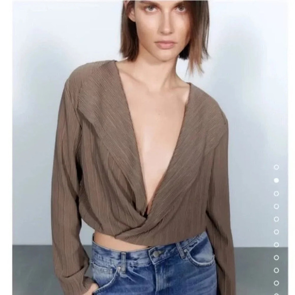 Zara  Pleated Wrap Top - Picture 1 of 11